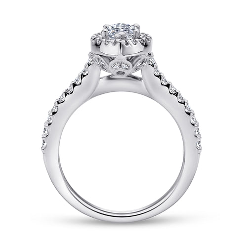 14K White Gold Marquise Halo Diamond Engagement Ring