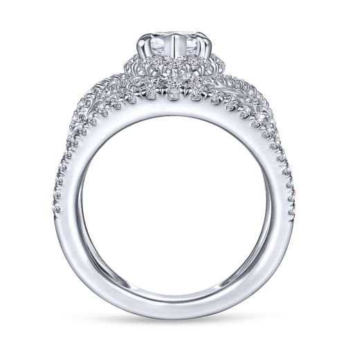 14K White Gold Marquise Halo Diamond Engagement Ring
