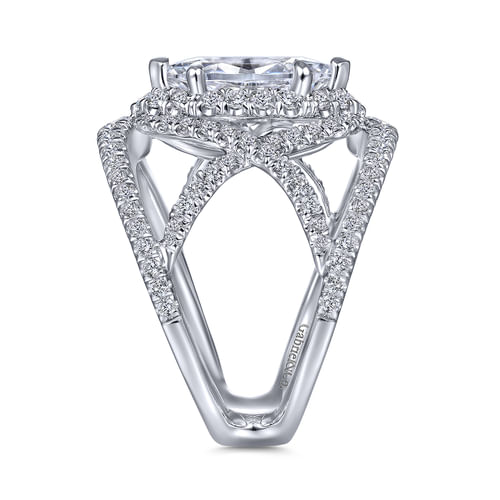 14K White Gold Marquise Halo Diamond Engagement Ring
