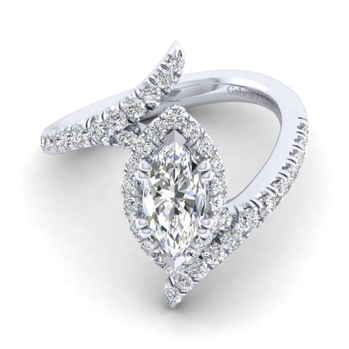 14K White Gold Marquise Halo Diamond Engagement Ring 14K White Gold Marquise Halo Diamond Engagement Ring