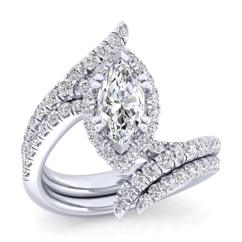 14K White Gold Marquise Halo Diamond Engagement Ring 14K White Gold Marquise Halo Diamond Engagement Ring