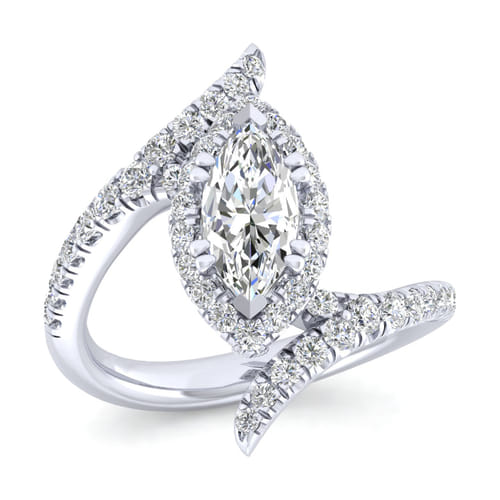 14K White Gold Marquise Halo Diamond Engagement Ring 14K White Gold Marquise Halo Diamond Engagement Ring