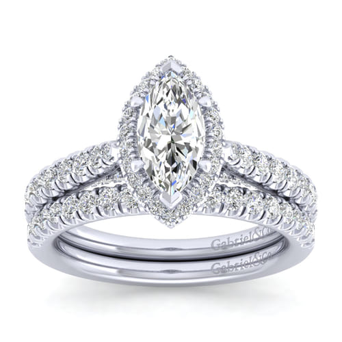 14K White Gold Marquise Halo Diamond Engagement Ring 14K White Gold Marquise Halo Diamond Engagement Ring