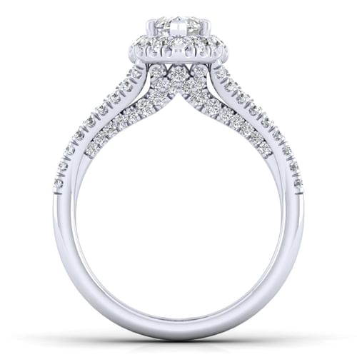 14K White Gold Marquise Halo Diamond Engagement Ring