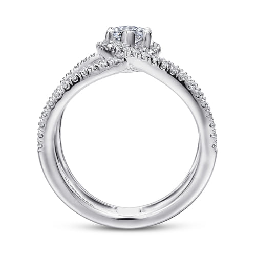 14K White Gold Marquise Halo Diamond Engagement Ring