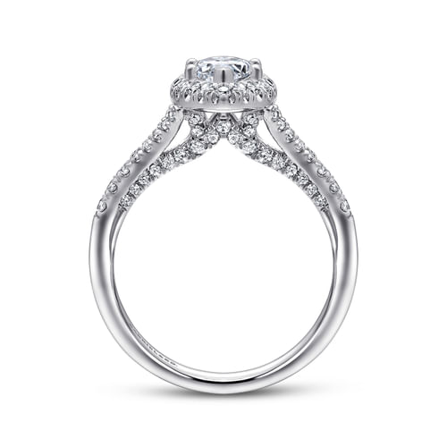 14K White Gold Marquise Halo Diamond Engagement Ring