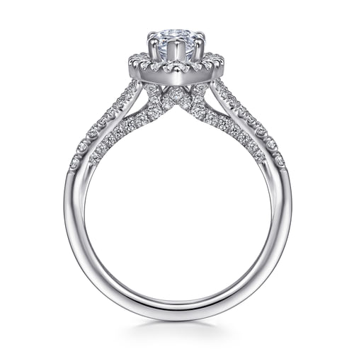 14K White Gold Marquise Halo Diamond Engagement Ring