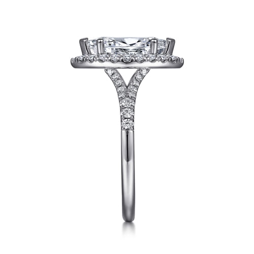 14K White Gold Marquise Halo Diamond Engagement Ring