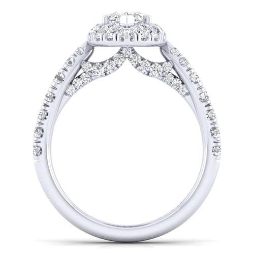 14K White Gold Marquise Halo Diamond Engagement Ring