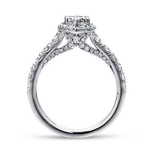 14K White Gold Marquise Halo Diamond Engagement Ring