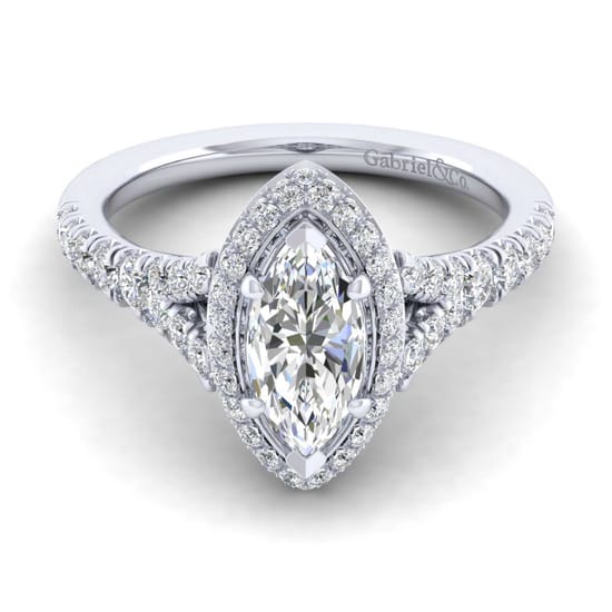 Gabriel - 14K White Gold Marquise Halo Diamond Engagement Ring Gabriel - 14K White Gold Marquise Halo Diamond Engagement Ring