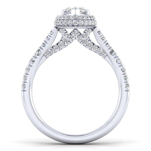 14K White Gold Marquise Halo Diamond Engagement Ring