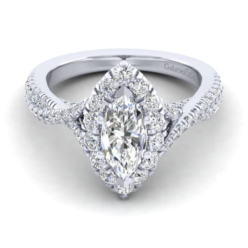 14K White Gold Marquise Halo Diamond Engagement Ring 14K White Gold Marquise Halo Diamond Engagement Ring
