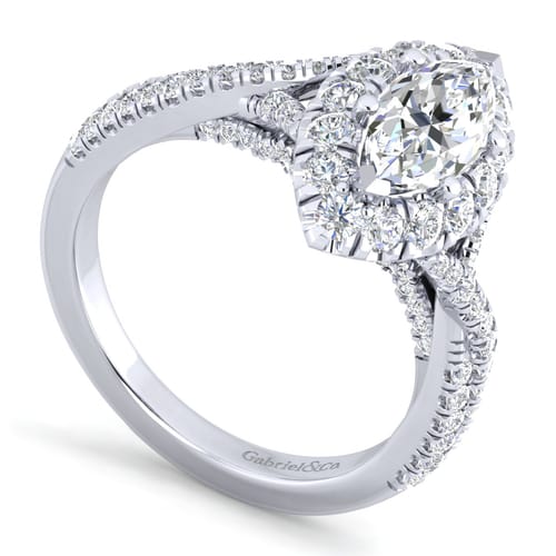14K White Gold Marquise Halo Diamond Engagement Ring 14K White Gold Marquise Halo Diamond Engagement Ring