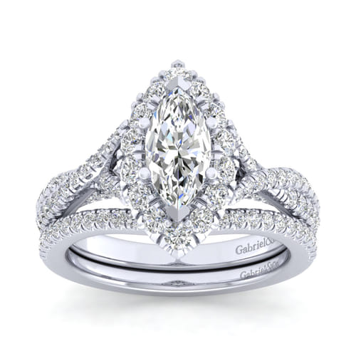 14K White Gold Marquise Halo Diamond Engagement Ring 14K White Gold Marquise Halo Diamond Engagement Ring