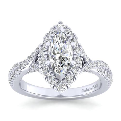 14K White Gold Marquise Halo Diamond Engagement Ring 14K White Gold Marquise Halo Diamond Engagement Ring