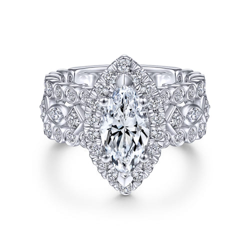 14K White Gold Marquise Halo Diamond Engagement Ring 14K White Gold Marquise Halo Diamond Engagement Ring