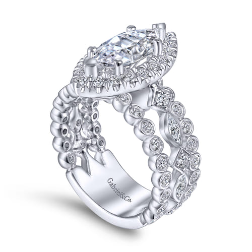 14K White Gold Marquise Halo Diamond Engagement Ring 14K White Gold Marquise Halo Diamond Engagement Ring