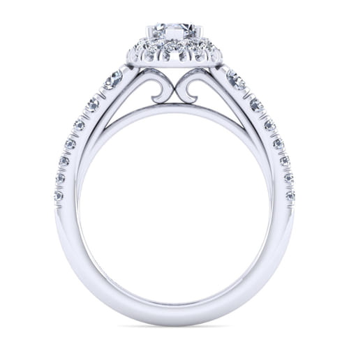 14K White Gold Marquise Halo Diamond Engagement Ring