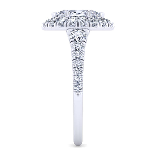 14K White Gold Marquise Halo Diamond Engagement Ring
