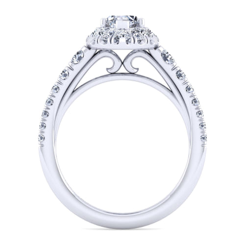 14K White Gold Marquise Halo Diamond Engagement Ring