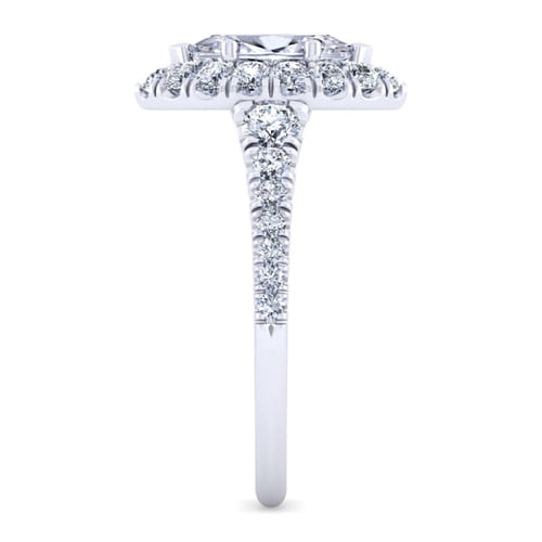 14K White Gold Marquise Halo Diamond Engagement Ring