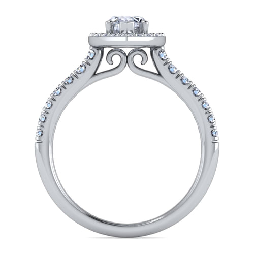 14K White Gold Marquise Halo Diamond Engagement Ring