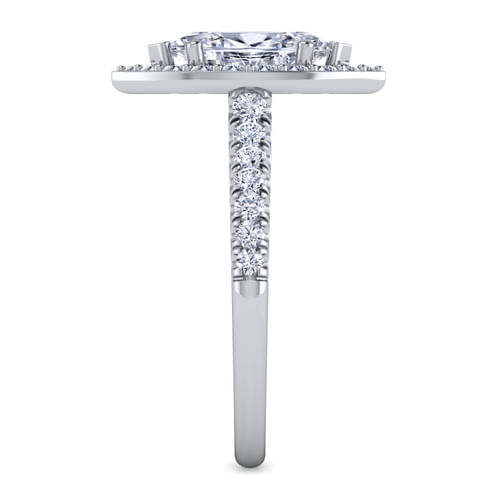 14K White Gold Marquise Halo Diamond Engagement Ring
