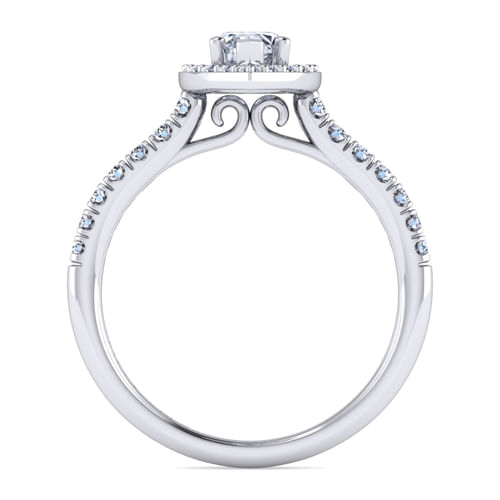 14K White Gold Marquise Halo Diamond Engagement Ring