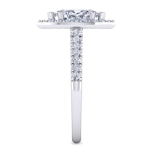 14K White Gold Marquise Halo Diamond Engagement Ring