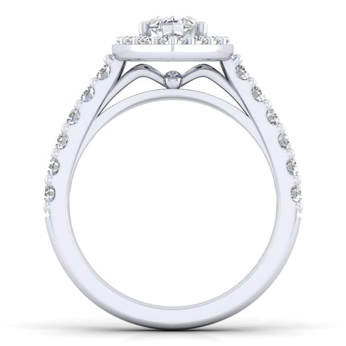 14K White Gold Marquise Halo Diamond Engagement Ring