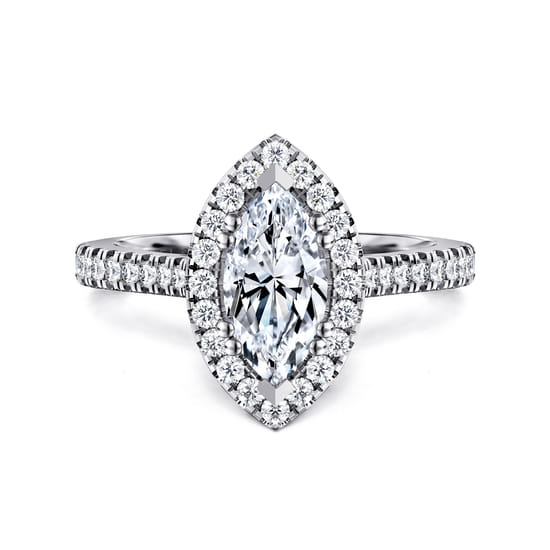 Gabriel - 14K White Gold Marquise Halo Diamond Engagement Ring