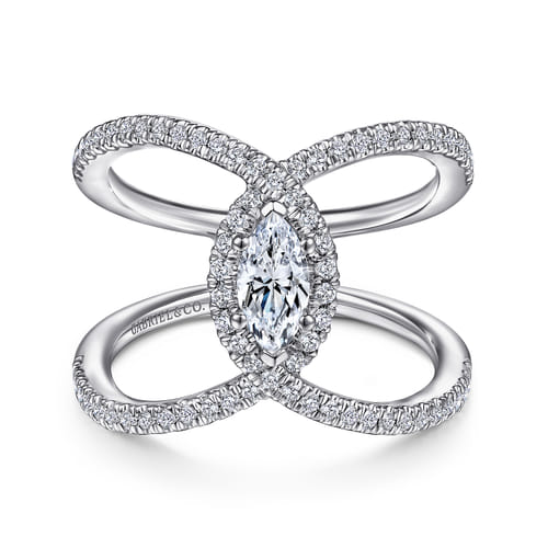 14K White Gold Marquise Halo Diamond Engagement Ring 14K White Gold Marquise Halo Diamond Engagement Ring