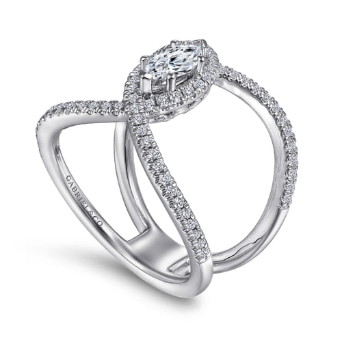 14K White Gold Marquise Halo Diamond Engagement Ring 14K White Gold Marquise Halo Diamond Engagement Ring