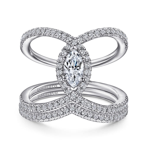 14K White Gold Marquise Halo Diamond Engagement Ring 14K White Gold Marquise Halo Diamond Engagement Ring