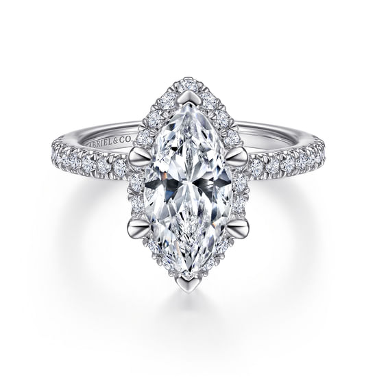 Gabriel - 14K White Gold Marquise Halo Diamond Engagement Ring