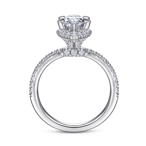 14K White Gold Marquise Halo Diamond Engagement Ring