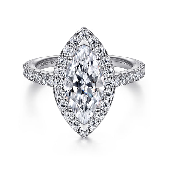 Gabriel - 14K White Gold Marquise Halo Diamond Engagement Ring