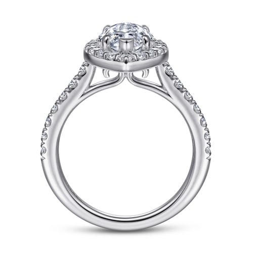 14K White Gold Marquise Halo Diamond Engagement Ring