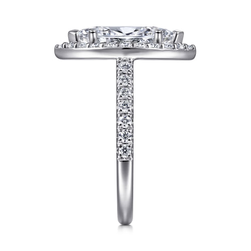 14K White Gold Marquise Halo Diamond Engagement Ring