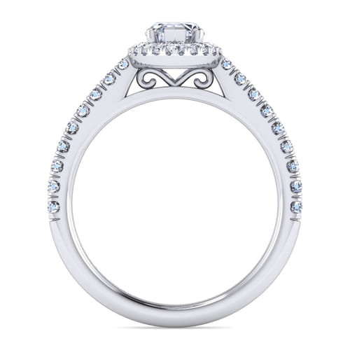 14K White Gold Marquise Halo Diamond Engagement Ring