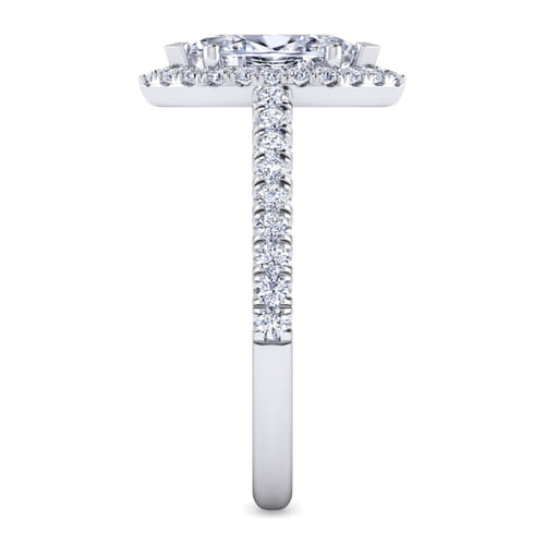 14K White Gold Marquise Halo Diamond Engagement Ring