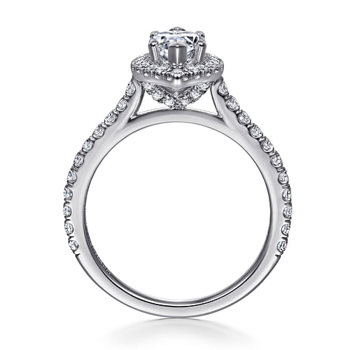 14K White Gold Marquise Halo Diamond Engagement Ring