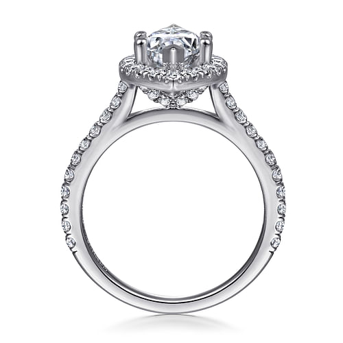 14K White Gold Marquise Halo Diamond Engagement Ring