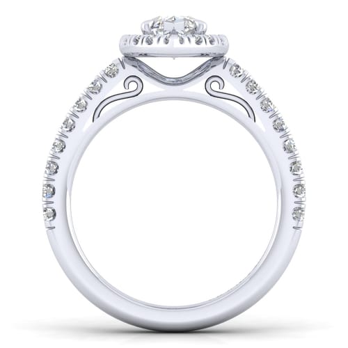 14K White Gold Marquise Halo Diamond Engagement Ring