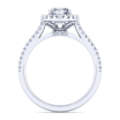 14K White Gold Marquise Halo Diamond Engagement Ring