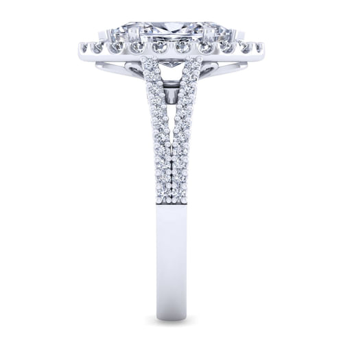14K White Gold Marquise Halo Diamond Engagement Ring