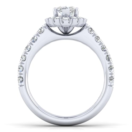 14K White Gold Marquise Halo Diamond Engagement Ring
