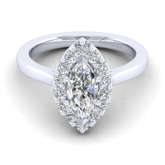 Gabriel - 14K White Gold Marquise Halo Diamond Engagement Ring