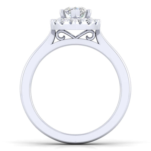 14K White Gold Marquise Halo Diamond Engagement Ring
